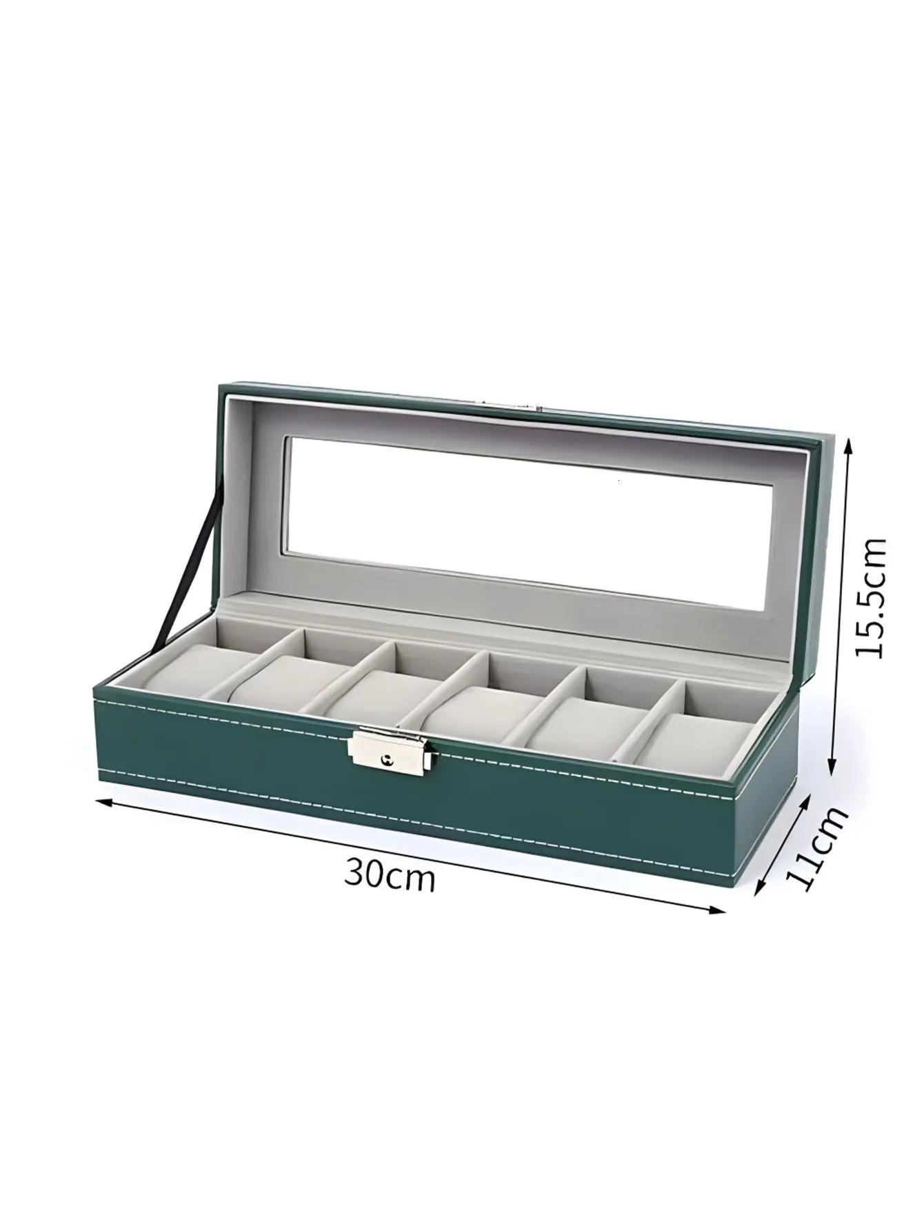 1PC 6/10/12 GreenPU Leather Watch Box Fashion style for convenient travel storage Jewelry Watch Collector Cases Organizer Box 250117