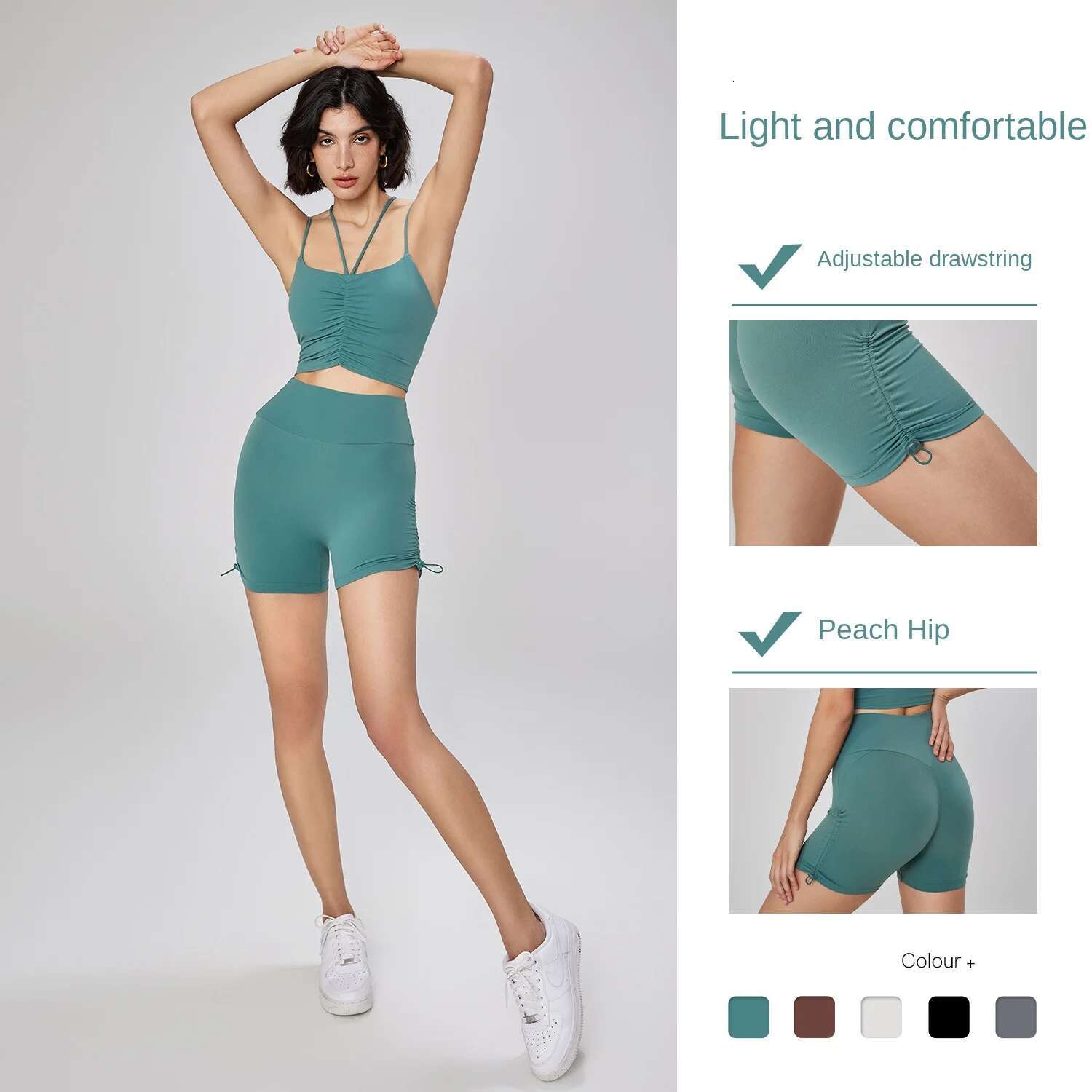 Ddmyoutdoor China Domestic Mermaid Curve Tight Yoga Pants Drawstring Sports Peach Hip Fiess Shorts Women S Summer