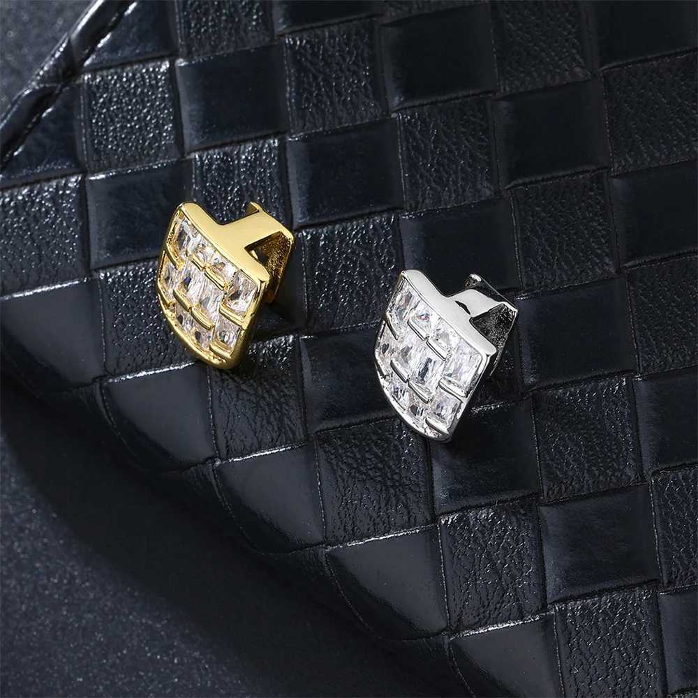 Hip Hop New 2pcs/lot Baguette Stones Teeth Grillz For Men Women Iced Out Cubic Zircon Charm Teeth Grills Party Jewelry 2024XJ250114