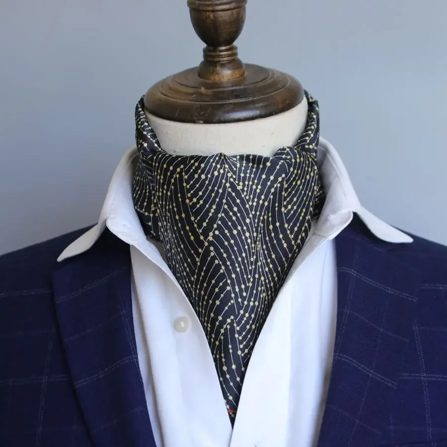 Mens Striped Autumn and Winter Thin Simulated Silk Mens Double Layer Long Silk Scarf Shirt Scarf Printed Small Plaid Scarf 250117