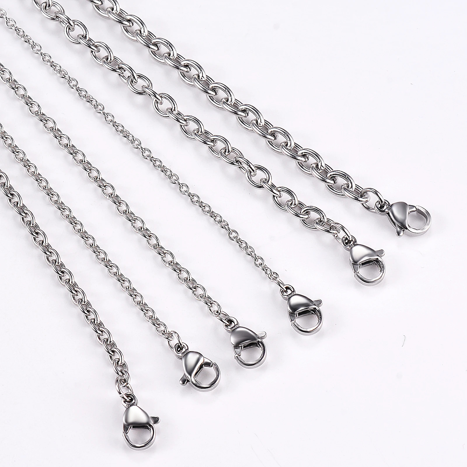 1Pc Width 15mm6mm Stainless Steel Cross O Chain Necklace For Women Men DIY Jewelry Thin Bracelet 250114