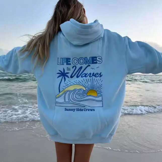men's women's shoulder down style pullover long sleeved hoodie, fashionable and casual, high-quality printed hoodie
