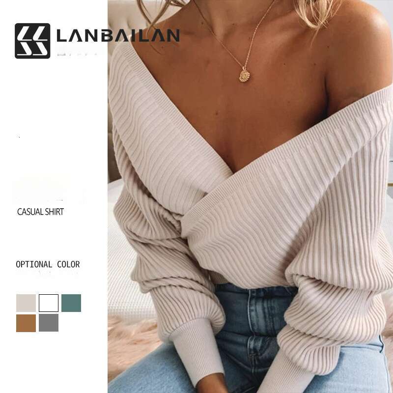 Spring Autumn Fashion Loose Solid Color Knitted Sweater Women's 2025 New Style Unique and Elegant Clothing
