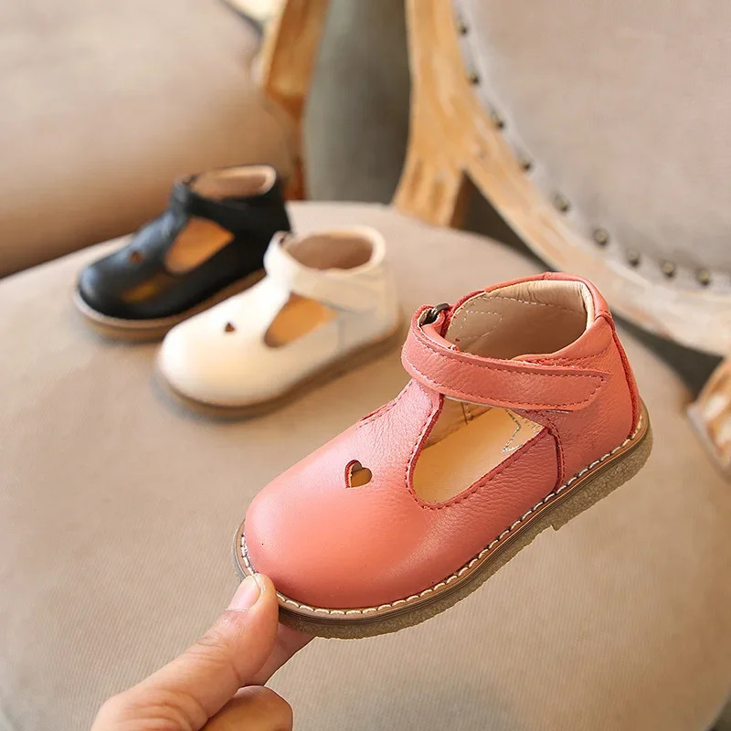 Baby Toddler Girl Vintage T-Strap Retro Flats Little Kid Genuine Leather Princess Mary Jane Children Pink White Black Dress Shoe 250113