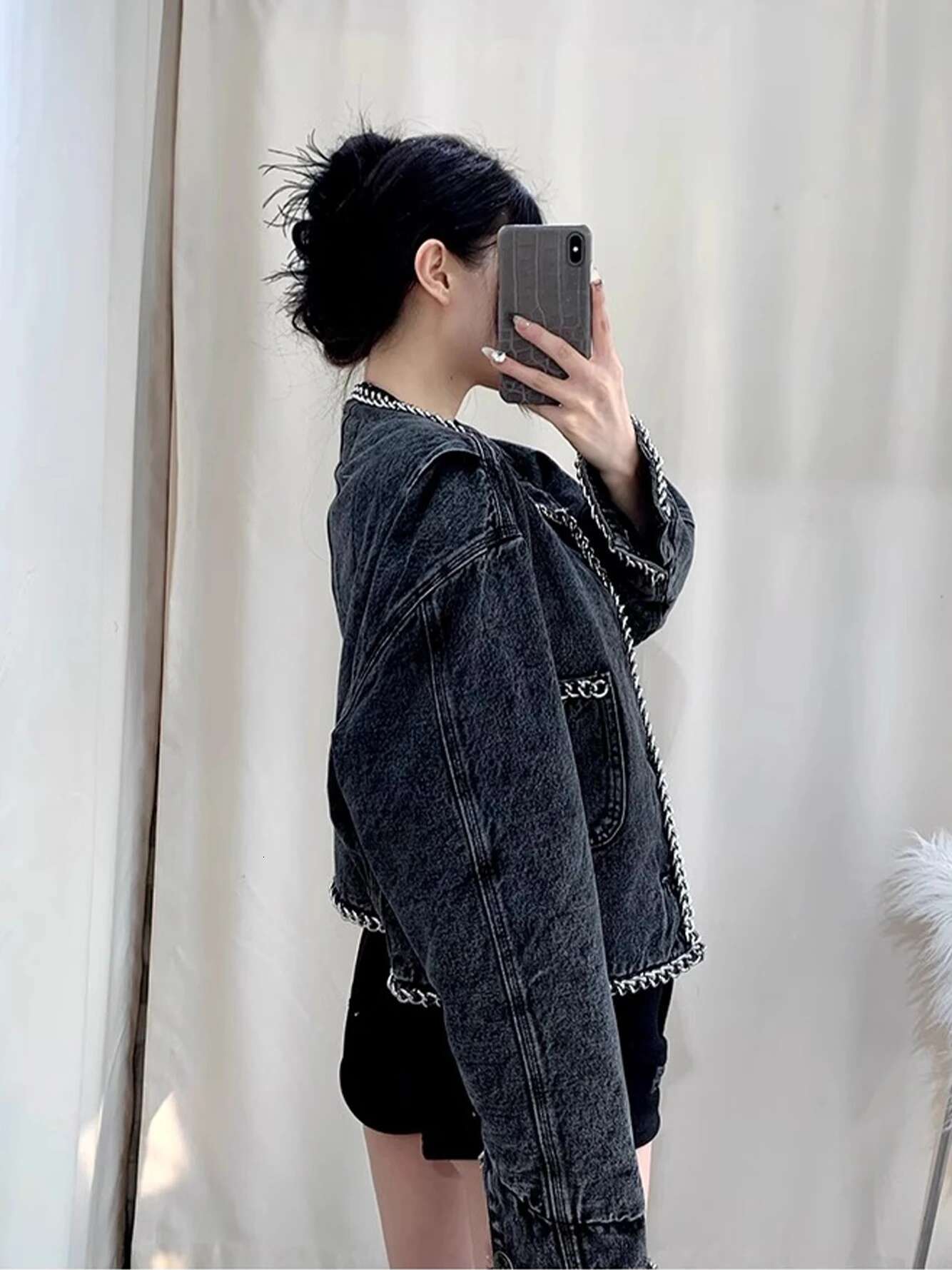 NIGO LP Men's Women's High Street Chunky Chain Winter Solid Color Denim Cotton Coat Jacket #Nigo61449