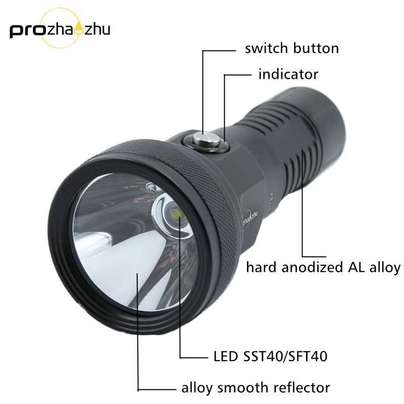 Aluminum Alloy 2500 Lumen LED Diving Light IP68 Waterproof 00M Underwater Rechargeable Scuba Diving TorchW241227