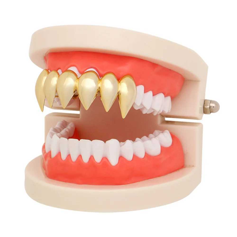 Fangs Shape Teeth Grillz Top Bootom Dental Mouth Caps Cosplay Party Rapper Hip Hop Jewelry TG076XJ250114