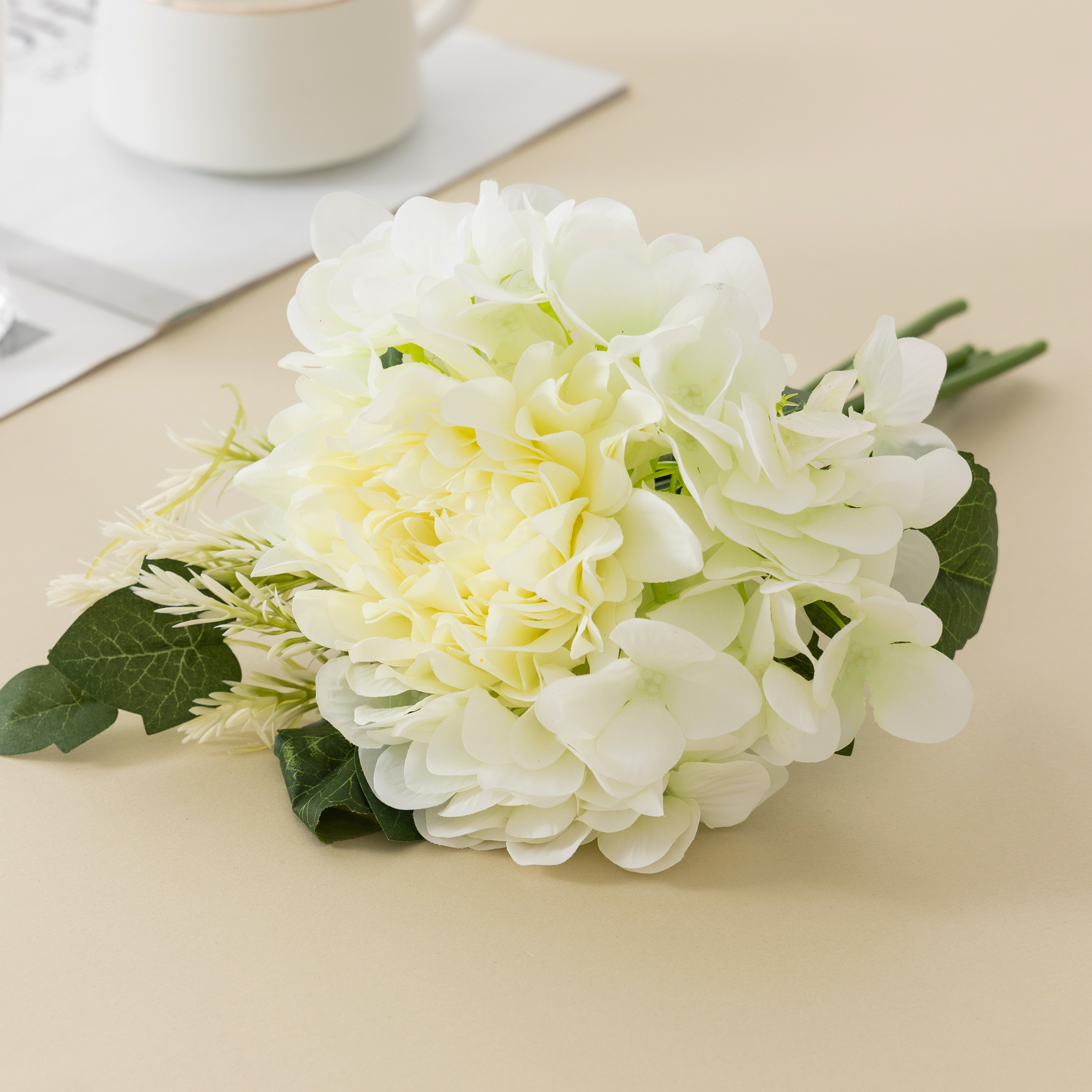 Wedding wedding champagne hydrangea fake flowers bride hand bouquet decoration dahlia cross-border simulation flower arrangement wholesale