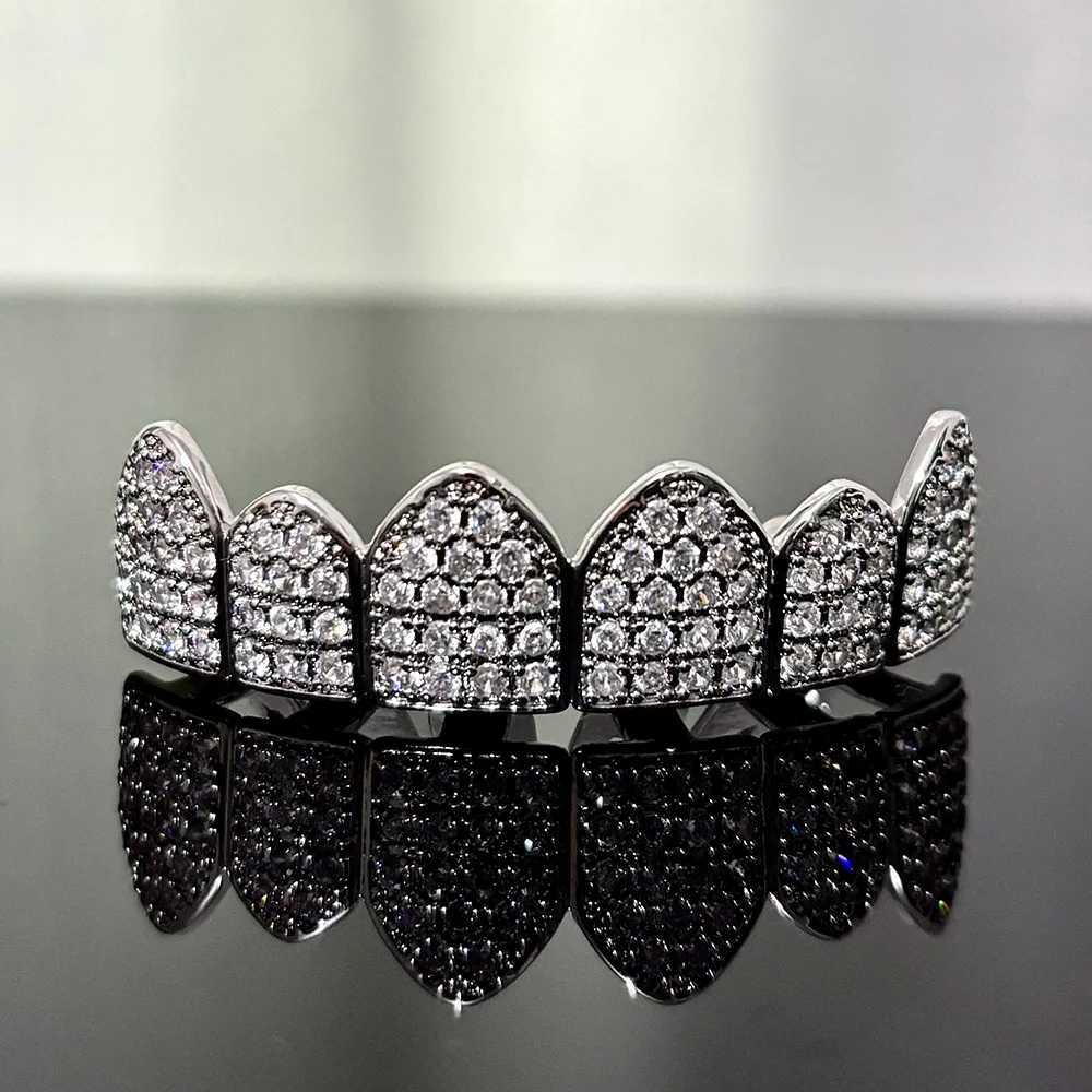 RACHELZ 6/6 Classic Full Cubic Zircon Tooth Caps For Women Men Hip Hop CZ Stone Teeth Grillz Top Bottom Dental Grills JewelryXJ250114