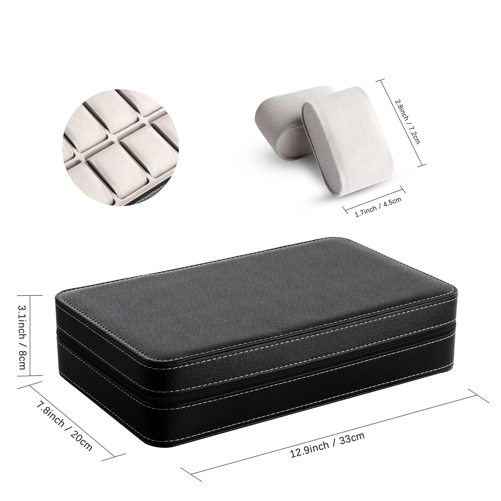 12/10/6 Slot Watch Organizer Box Zippered Travel Case PU Leather Watch Storage Box Watch Collection Display Holder 250117