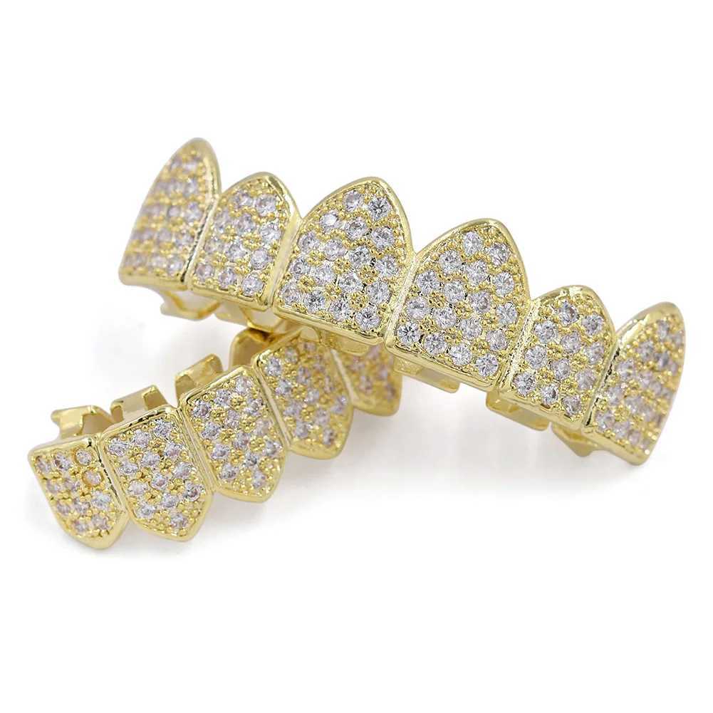 All Full CZ Bling Iced Out Teeth Grillz Hip Hop Top Bottom Grills Dental Mouth Punk Teeth Caps Cosplay Party TG133XJ250114