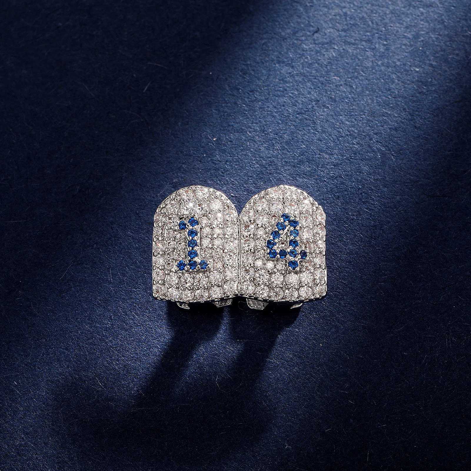 HipHop Single Full Zircon Tooth Grillz Cap Top Bottom Dental Grill Teeth Caps Halloween Cosplay Costumes False TeethXJ250114