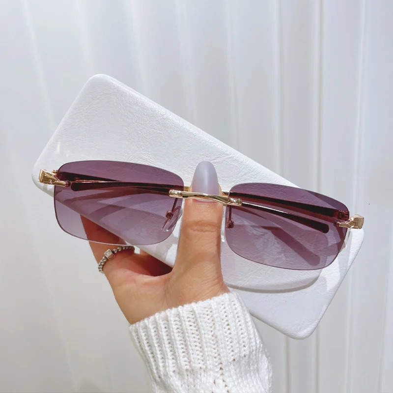 frameless sunglasses for women and men ocean film UV resistant street po show cut edges Korean personalized internet 250117