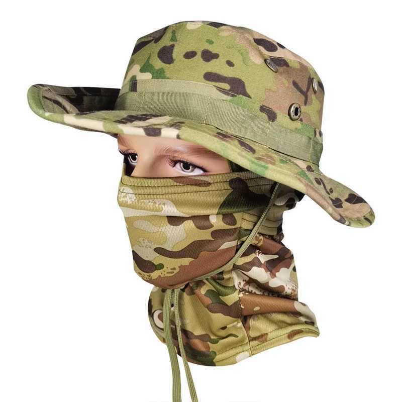 Tropical Adventure Visors s Jung Hunting Hat Sunshade Camo Men Army Bucket Hats Military Tactical CasquetteNeck CoverXJ250116