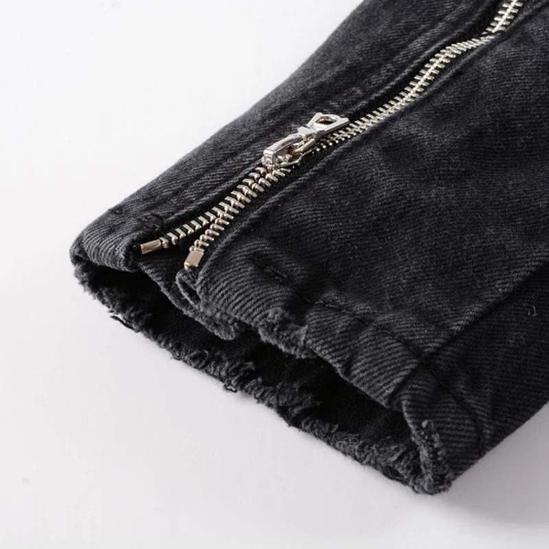 Sokotoo Mens zippers black biker jean jacket Streetwear thick denim slim coat with belt High quality 250116