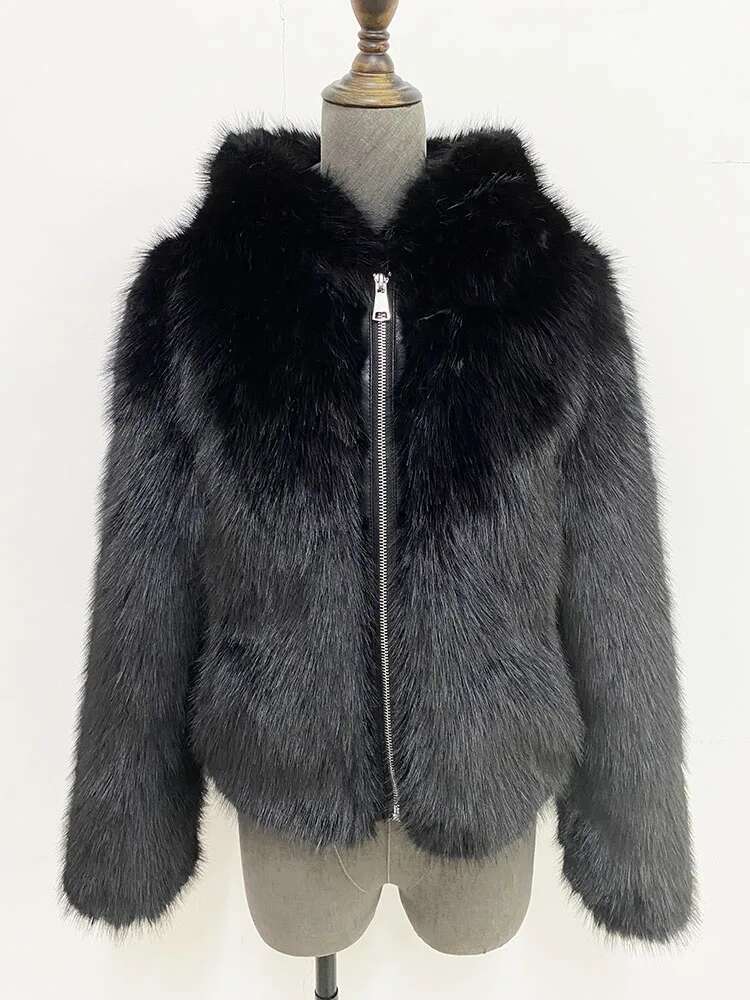 ZADORIN Fluffy Warm Hooded Coat Women Clothing White Faux Fur Jacket Womens Jackets Winter 2024