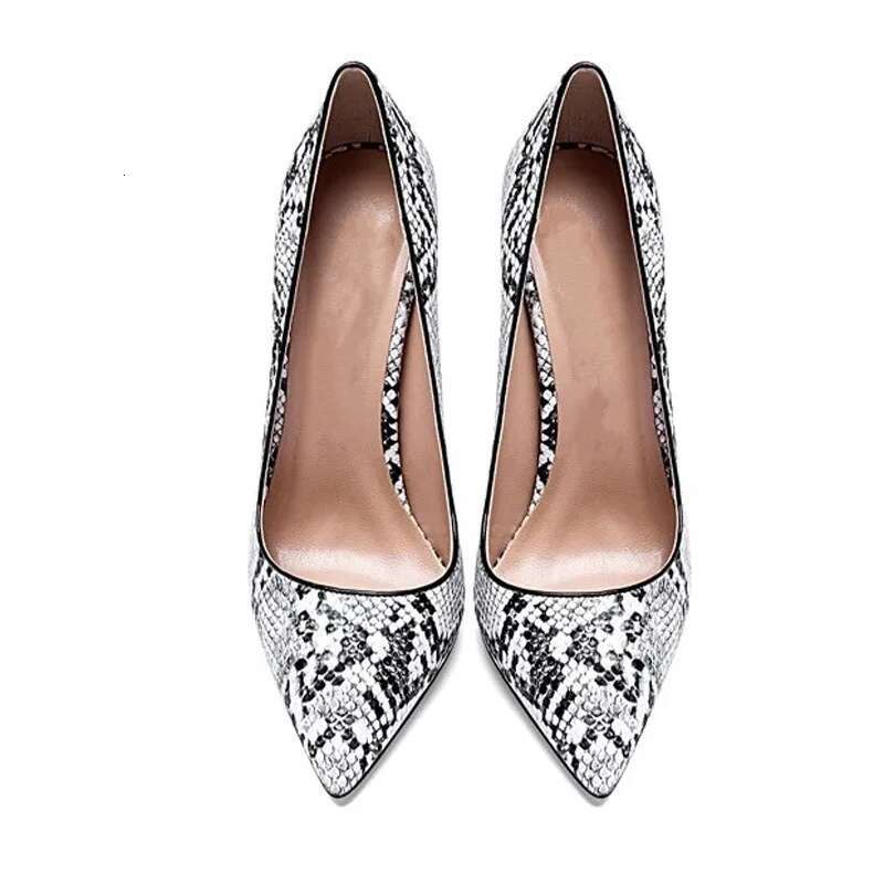 Graffiti Snakeskin Leather Sexy Stiletto High Heel Women Party Pointed Toe Pumps Shoes Color Plus Size 43