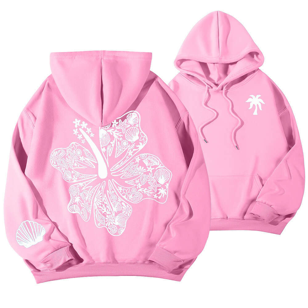 Awaii Hibiscus Hoodie with off shoulder sleeves and threaded print hoodie
