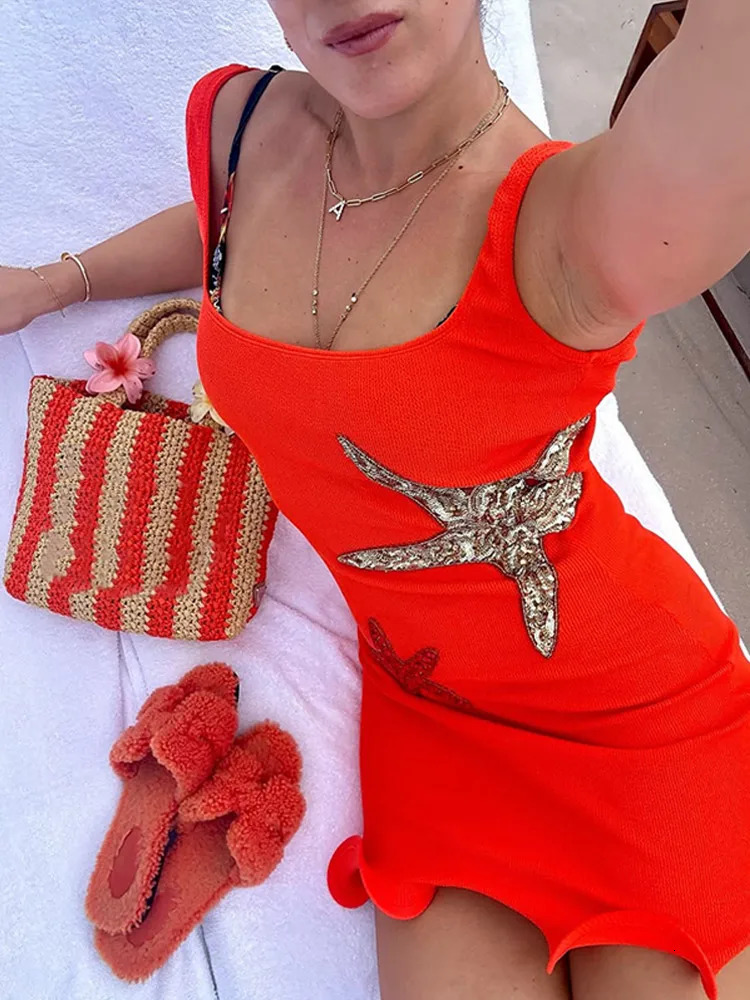 Sexy Square Neck Sequins Mini Dress For Women Fashion Sleeveless High Waist Dresses 2025 Spring Female Holiday Party Robes 250113
