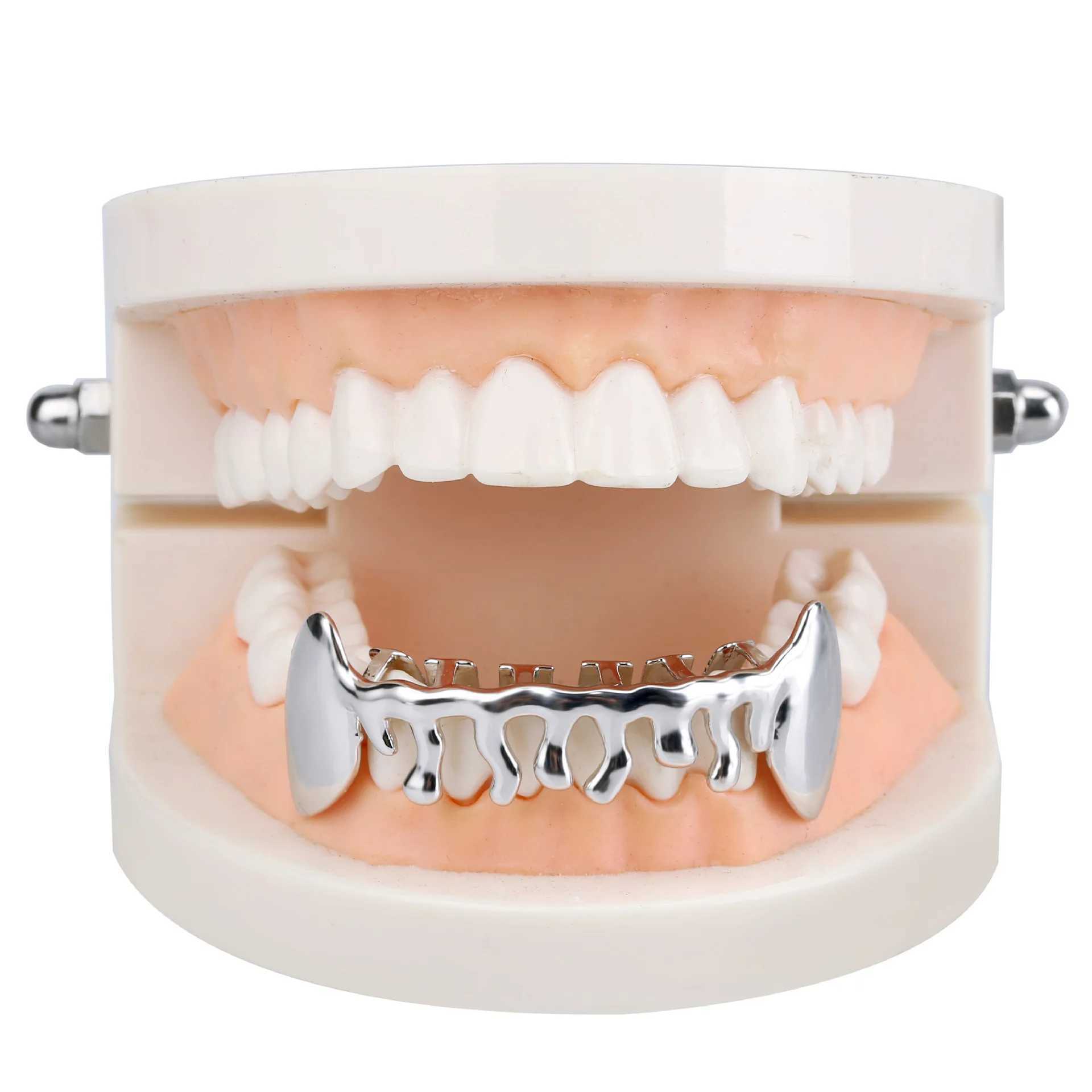 Water Drop Joker Bling Teeth Grillz Top Bootom Dental Mouth Punk Teeth Caps Cosplay Party Tooth Rapper Hip Hop Jewelry TG044XJ250114