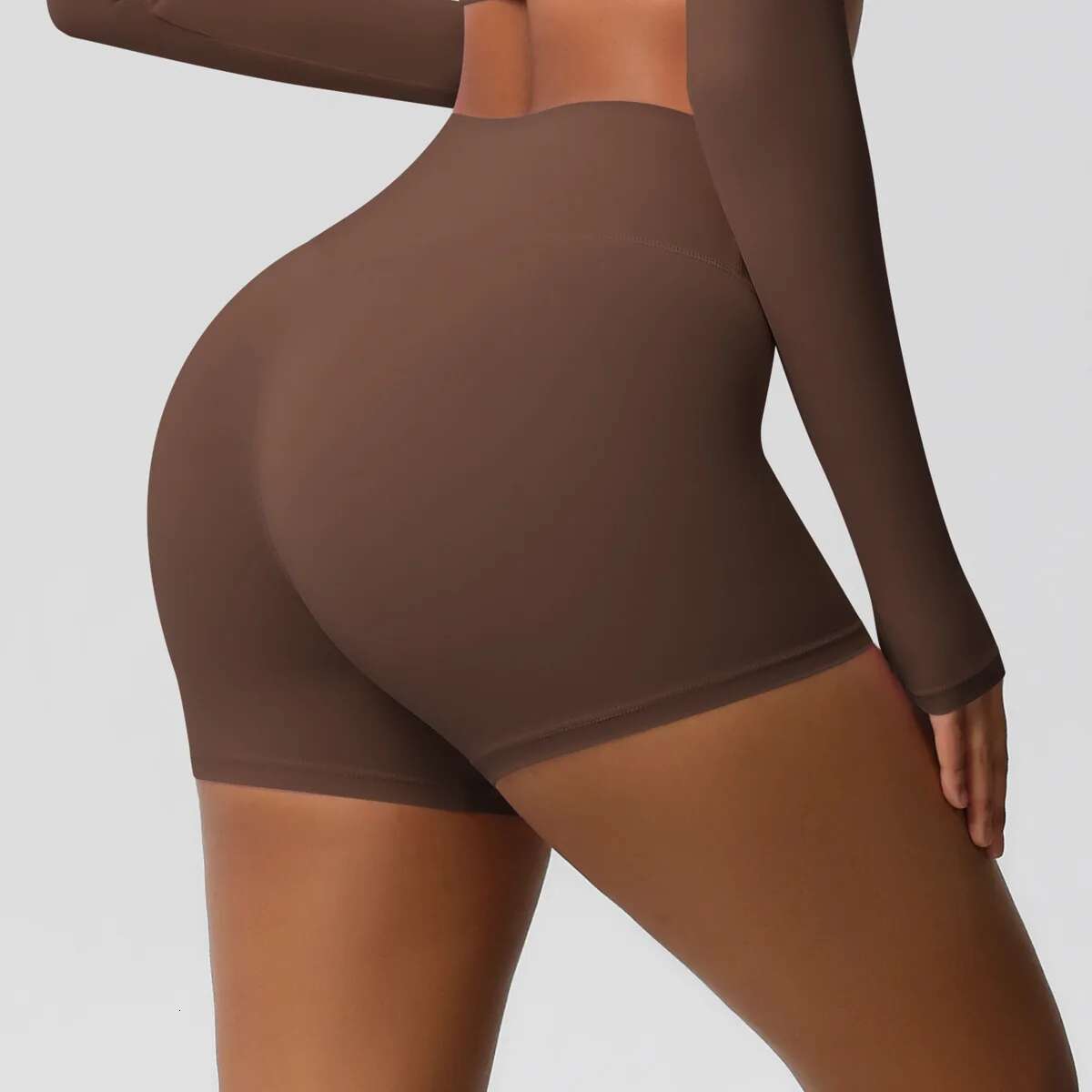 Ddmyoutdoor China Domestic Mermaid Curve New Fiess Belly Lifting Hip Solid Color Sports High Waist No Embarrassment Tight Quick Drying Yoga Shorts