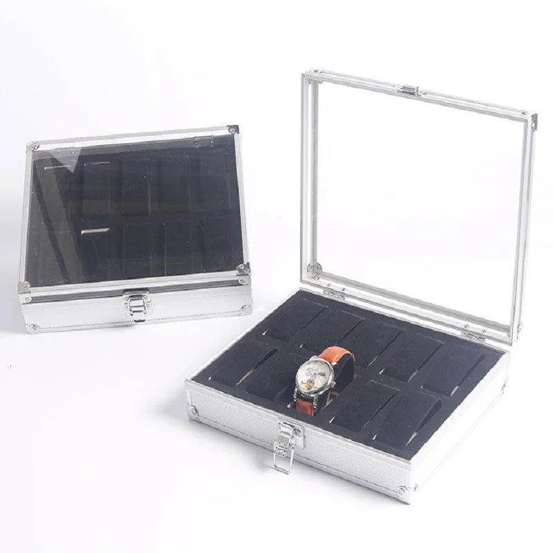 VANSIHO Handmade 6/12/24 Slots Metallic Silver Aluminium Alloy Watch Storage Box Antique And A Small Thing Storage Case 250117