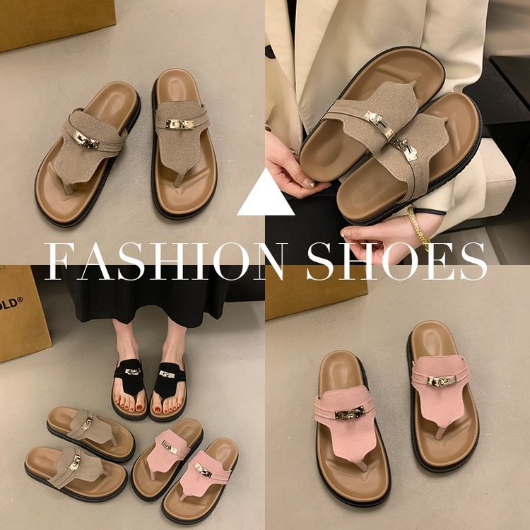 Women Slippers Fashion Flat Bottom Simple Design Versatile Trendy Triple Black Khaki Pink Free shipping