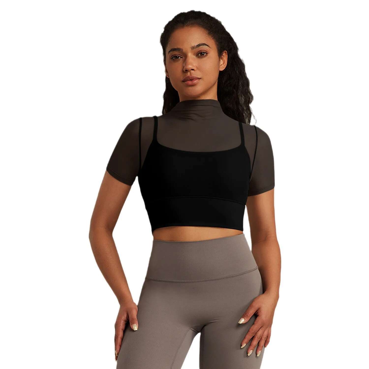 Ddmyoutdoor China Domestic Spring Yoga Short Sleeved T Shirt Mesh Patched Women S Breathable Hollow Inner Sports Bra Running Fiess Clothing Crop Top