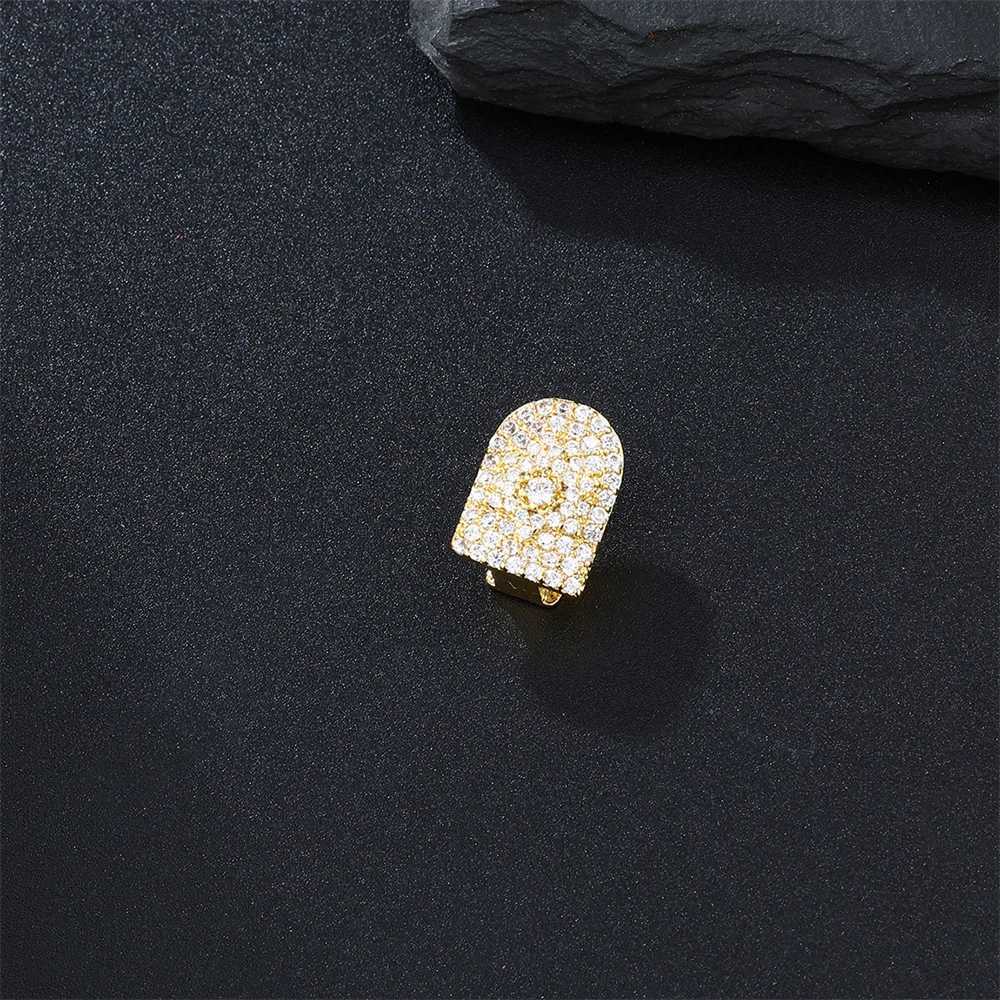 D Z Hip Hop Single Arch Shape Teeth Grillz For Unisex 2024 Fashion Iced Out CZ Stones Paved Grills Dental Mouth Teeth JewelryXJ250114