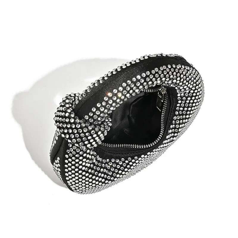 Elegant Socialite Style Women's Acrylic Dia Crescent Bag Pearl Clutch For Banquets Crossbody Handbag Sequins