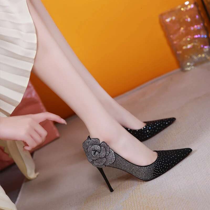 High Heels Rhie Wedding Shoes Bride Elegant Woman Heeled Dress Rose Pointed Toe Stiletto Pumps Orange Womens Loafer