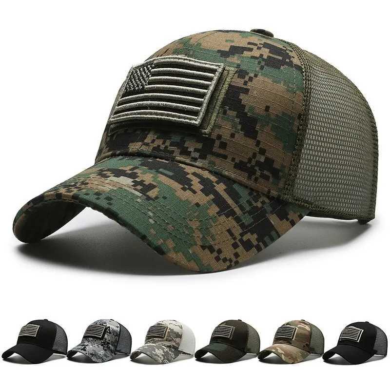 American Flag Camouflage Sticker broidered Baseball Net Hat Men OutdoorXJ250116