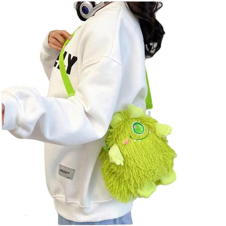 New Creative Long Hair Monster Personalized Plush Doll Girl Stylish Mobile Phone Small Shoulder Bag Gift swissmilitary