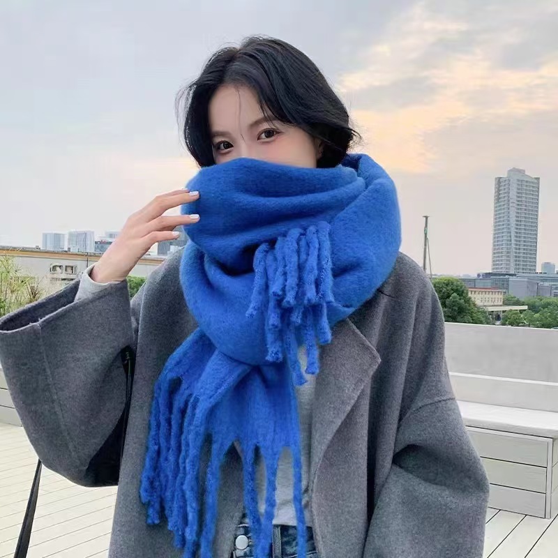 T095 new style same solid color cashmere scarf candy color soft student couple warm neck shawl