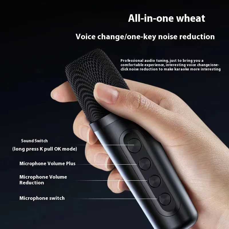 Car Audio Convenient Karaoke High-power Portable Bluetooth Speaker Wireless Single Microphone Integrated Speaker Subwoofer Subwoofer H250118