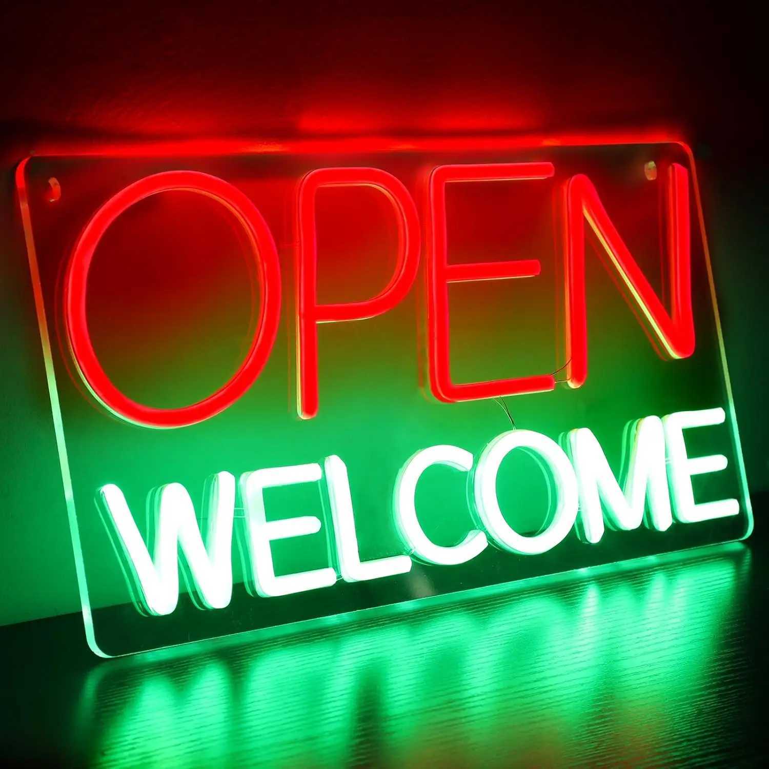 New Arrival Open Welcome Neon Sign Business LED Neon Lights for Storefront Window Glass Door Shop Store Bar Salon Restaurant Decor Gift Z250118