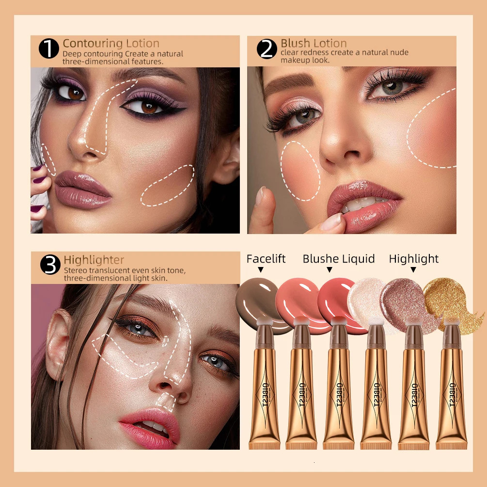 QI Cream Bronzer Contour Blusher Beauty Wand Highlighter Blush With Cushion Liquid Face Bronzer Wand Stick Applicator Makeup 250110