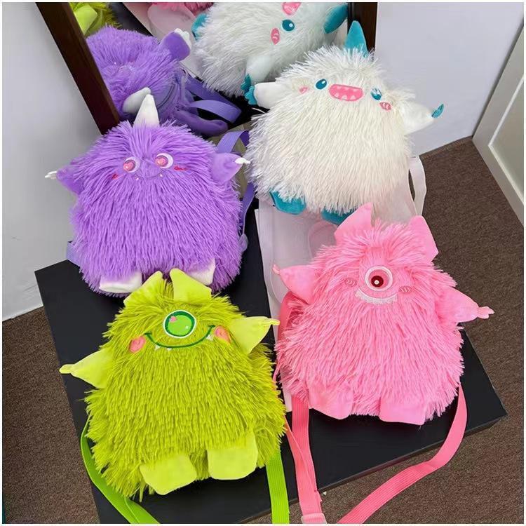 New Creative Long Hair Monster Personalized Plush Doll Girl Stylish Mobile Phone Small Shoulder Bag Gift swissmilitary