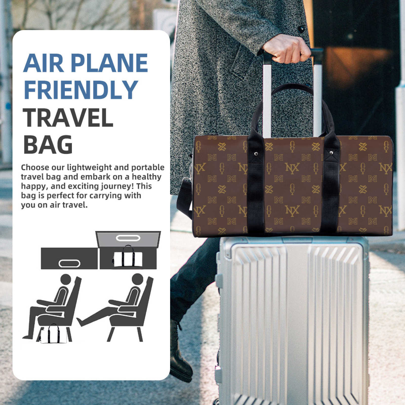 NXY Polyester Casual Travel Bags Zipper Women's Bags New High Capacity Unisex Lightweight Travel Bags Sports Bag Gym Women