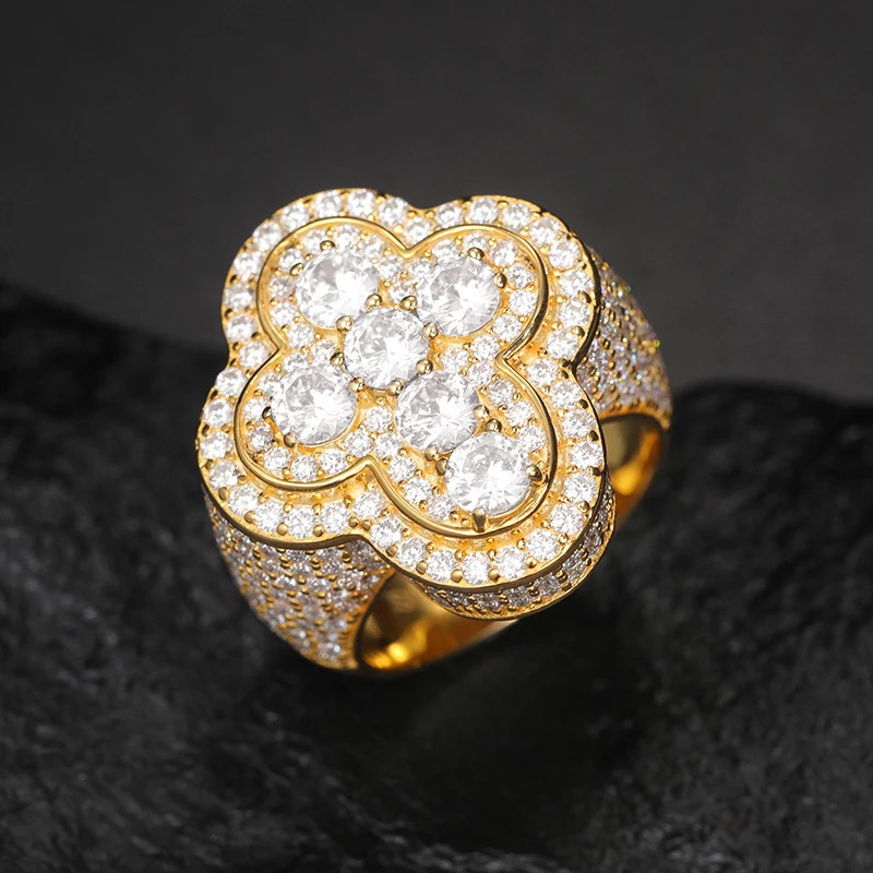 TUHE Unisex 925 Silver Cross Ring Stone Iced Out Couple Rings For Men Hip Hop Gifts 250109