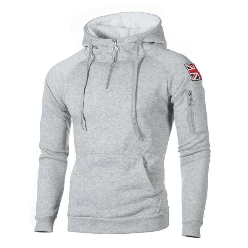 Ddmyoutdoor China Domestic Male Workout Wear Zipper Necke Hoody Sweatshirts Fleece Long Sleeve Running Jacket Sticker Pocket Warmer Sportswear Windbre