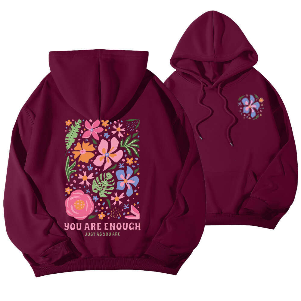 New SOLY HUX Women's Flower Letter Printed Drawstring Hoodie Coat