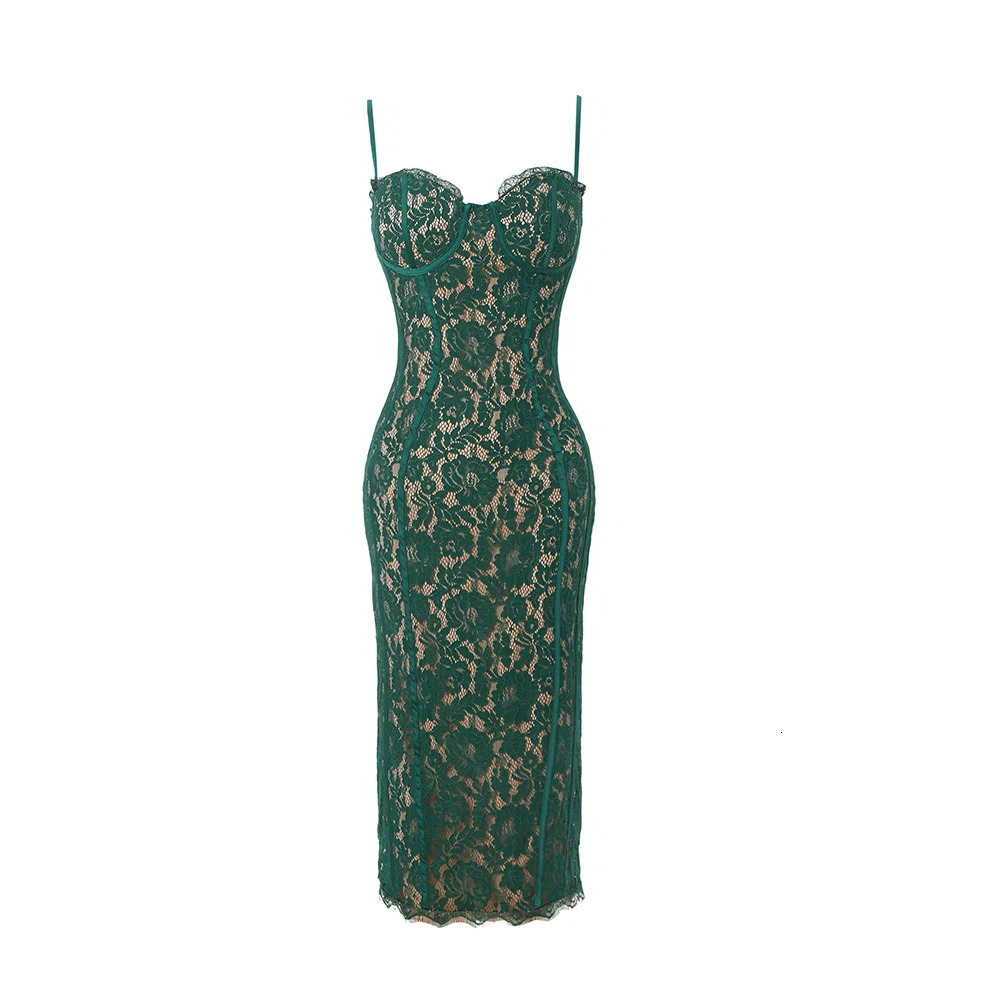 Suninheart Summer Midi Green Dress Elegant Spaghetti Strap Wedding Guest Party Dresses Sexy Birthday Dresses for Women 250109