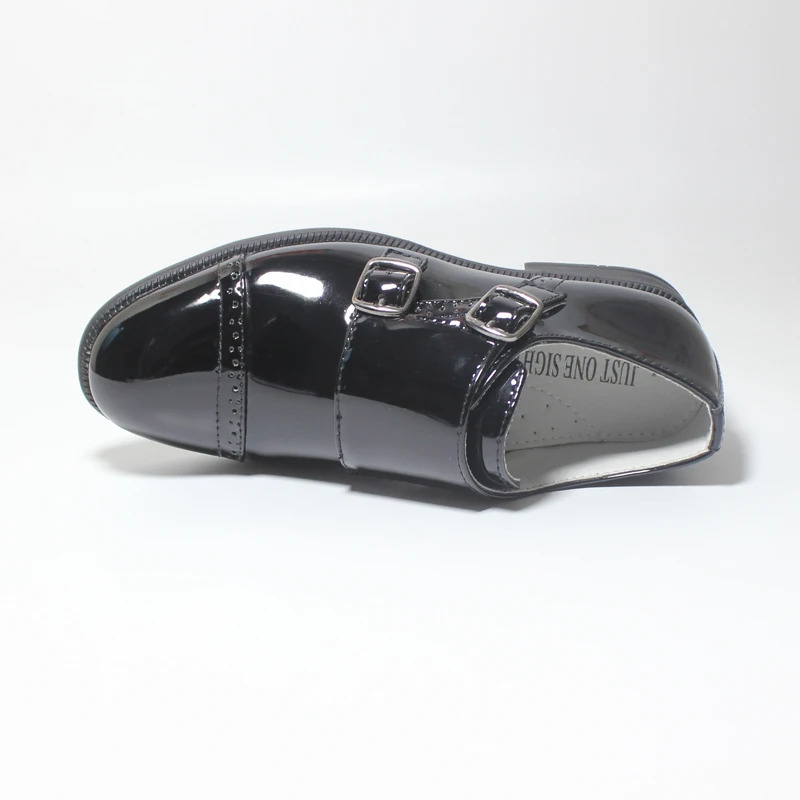 Kids Leather Shoes Boys Arch Support Double Buckle Slides Adjustable Black Formal Suit Shoes Wedding Page School Prom Smart 250113