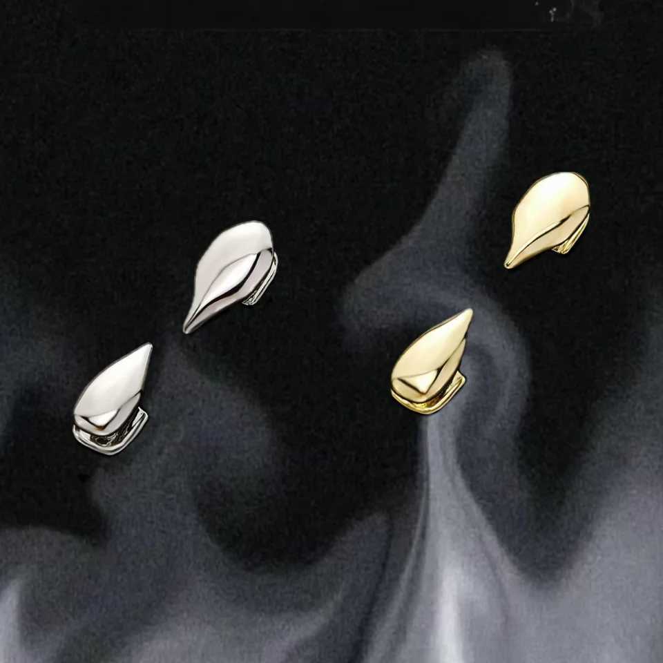 YOUNGX Hot Hip Hop Water Drop Teeth Grillz 14K Real Gold Plated Tooth Caps For Women Men Jewelry Vampire FangsXJ250114