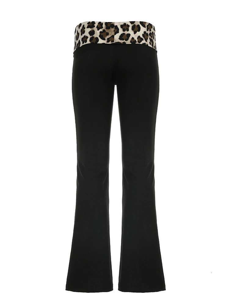 Cuteandpsycho Vintage Leopard Print Pants Low Waisted Fashion Patchwork Chic Trousers Casual Streetwear 90S Women's Bottoms