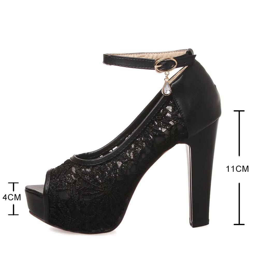 Lace Wedding Woman Peep Toe Platform Heels Summer Pumps Women Shoes High Heel Sandals Tacones Mujer