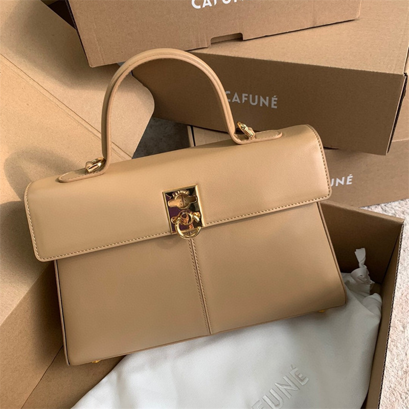 Luxury Celebrity Golden Hardware Cafune Niche Commuter Bag Single Shoulder Crossbody Bag Top Layer Leather Classic Handbag Cowhide vintage designer Cowhide black