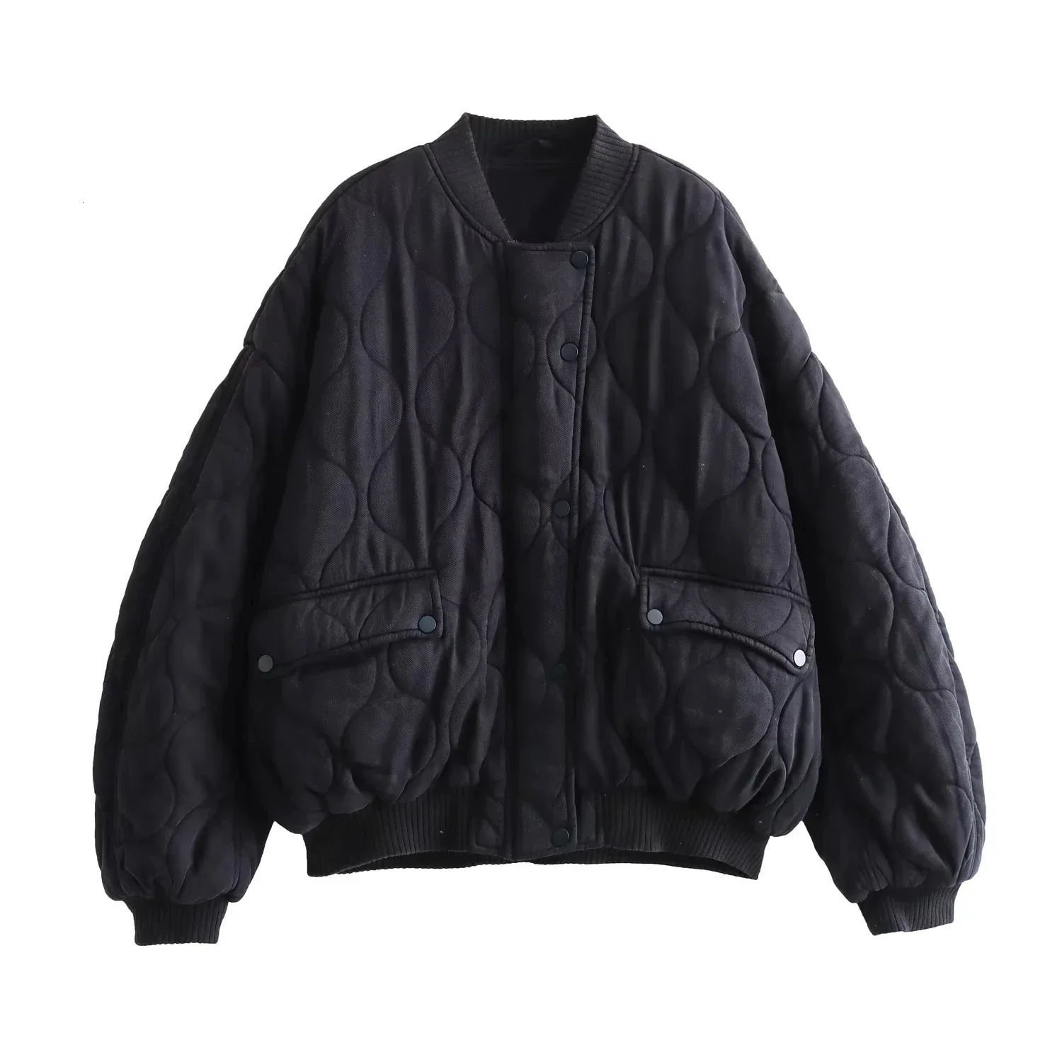 2024 Autumn Winter Grey Oversize Women Cotton Coat Thicken Warm Long Sleeve Zipper Loose Padded Jacket Female Parkas 250115