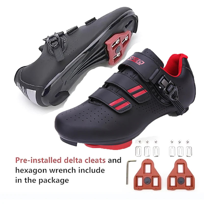 Mens Cycg Shoes Compatible with Peloton Indoor Bicycle Pedals Clip in Road Bike PreInstalled Look Delta Cleats 250219